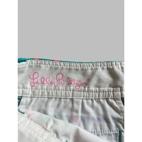 Lilly Pulitzer 4 Callahan Shorts Green Pink Blue Big Leaf Hidden Leopard Summer - Picture 4 of 5